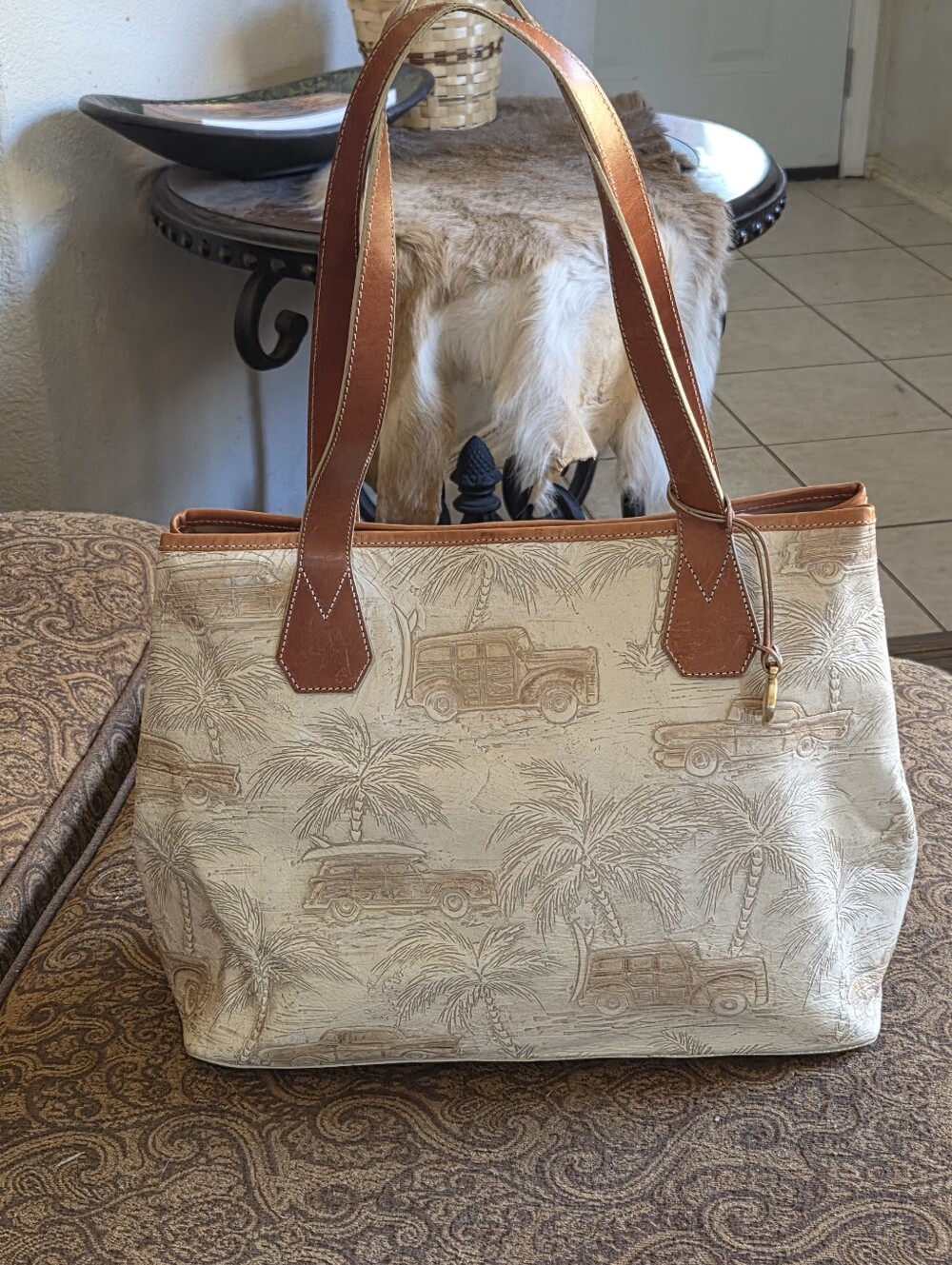 BRAHMIN RETRO VINTAGE COPA CABANA PALM TREES TROPICAL SHOULDER BAG